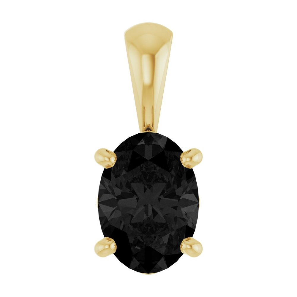 14K Yellow Gold Natural Black Onyx Scroll Pendant, 7x5mm Oval, Item P33436-7 by The Black Bow Jewelry Co.