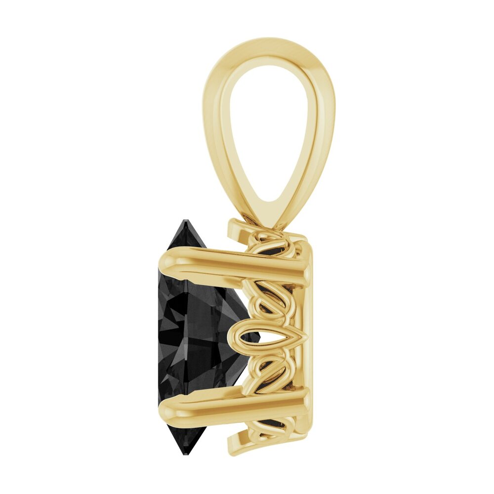Alternate view of the 14K Yellow Gold Natural Black Onyx Scroll Pendant, 7x5mm Oval by The Black Bow Jewelry Co.