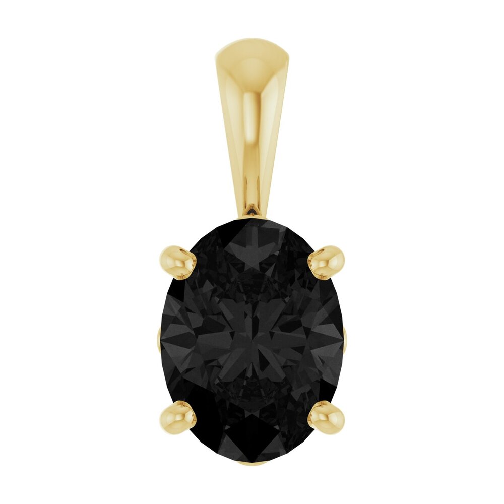 14K Yellow Gold Natural Black Onyx Scroll Pendant, 8x6mm Oval, Item P33436-8 by The Black Bow Jewelry Co.