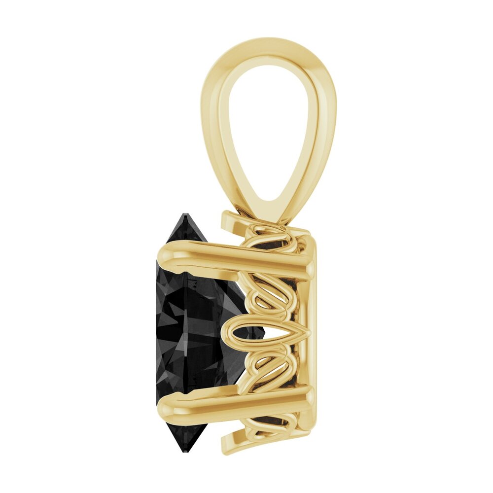 Alternate view of the 14K Yellow Gold Natural Black Onyx Scroll Pendant, 8x6mm Oval by The Black Bow Jewelry Co.