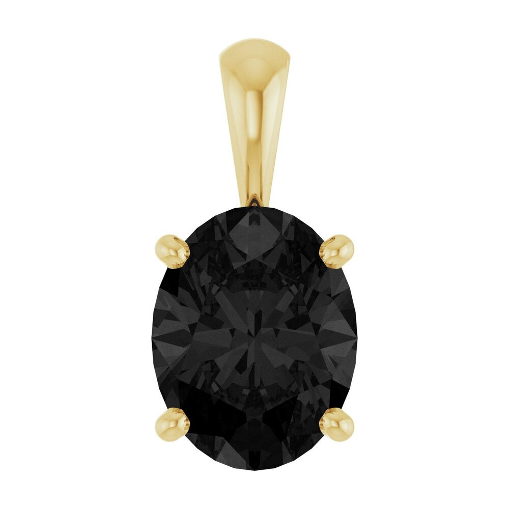 14K Yellow Gold Natural Black Onyx Scroll Pendant, 9x7mm Oval, Item P33436-9 by The Black Bow Jewelry Co.
