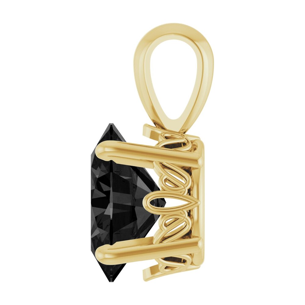 Alternate view of the 14K Yellow Gold Natural Black Onyx Oval Scroll Pendant by The Black Bow Jewelry Co.
