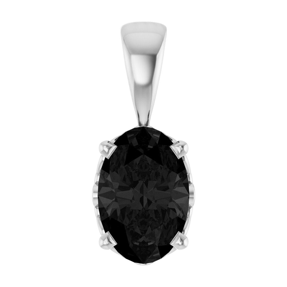 14K White Gold Natural Black Onyx Scroll Pendant, 6x4mm Oval, Item P33437-6 by The Black Bow Jewelry Co.