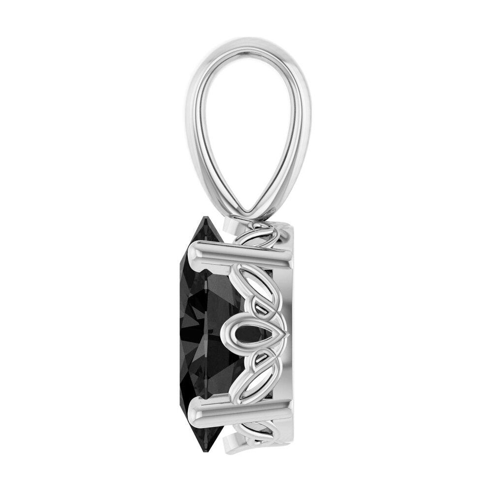 Alternate view of the 14K White Gold Natural Black Onyx Scroll Pendant, 6x4mm Oval by The Black Bow Jewelry Co.
