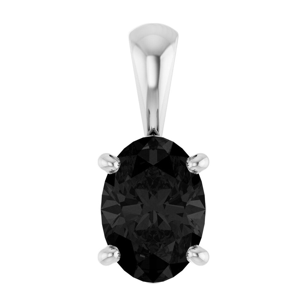 14K White Gold Natural Black Onyx Scroll Pendant, 7x5mm Oval, Item P33437-7 by The Black Bow Jewelry Co.