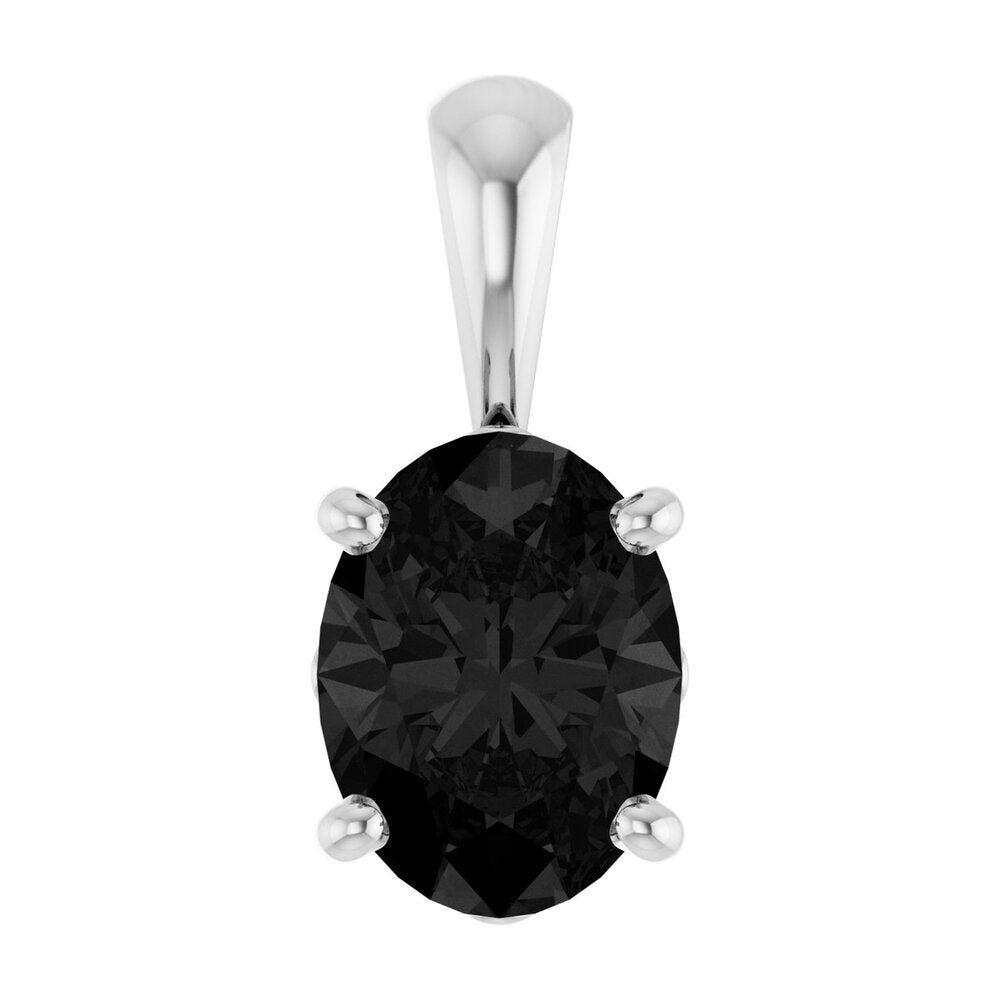 14K White Gold Natural Black Onyx Scroll Pendant, 8x6mm Oval, Item P33437-8 by The Black Bow Jewelry Co.