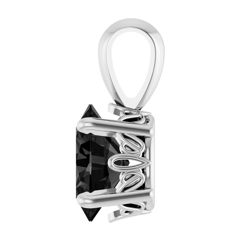 Alternate view of the 14K White Gold Natural Black Onyx Scroll Pendant, 8x6mm Oval by The Black Bow Jewelry Co.