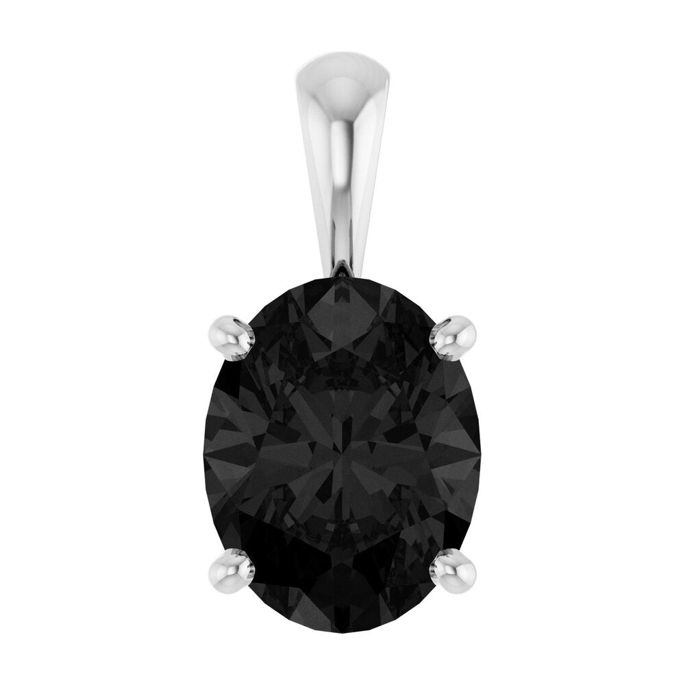 14K White Gold Natural Black Onyx Oval Scroll Pendant, Item P33437 by The Black Bow Jewelry Co.