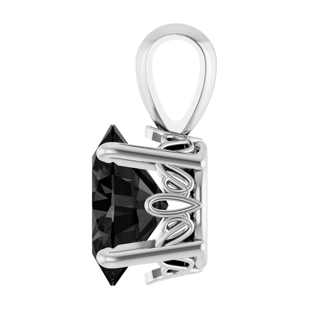 Alternate view of the 14K White Gold Natural Black Onyx Oval Scroll Pendant by The Black Bow Jewelry Co.