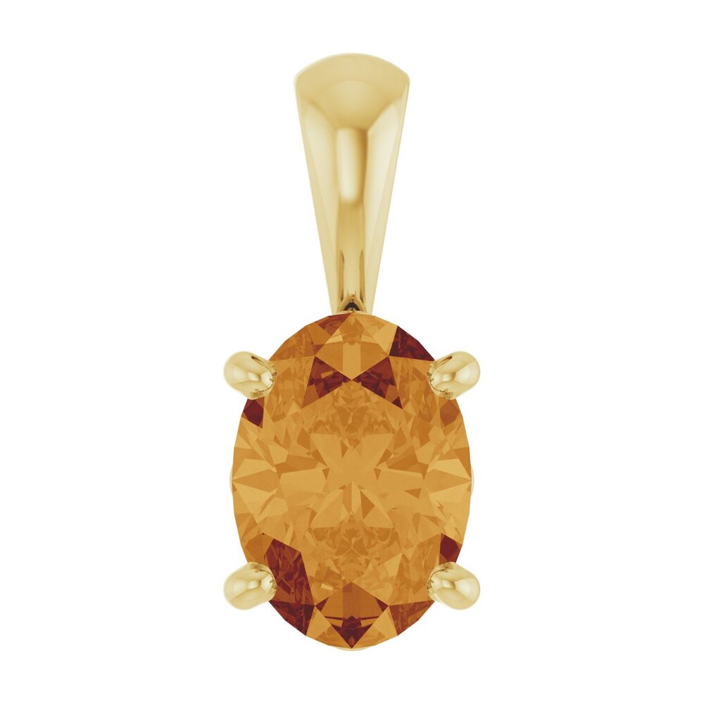 14K Yellow Gold Natural Citrine Scroll Pendant, 7x5mm Oval, Item P33438-7 by The Black Bow Jewelry Co.