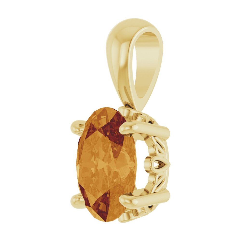 Alternate view of the 14K Yellow Gold Natural Citrine Scroll Pendant, 7x5mm Oval by The Black Bow Jewelry Co.