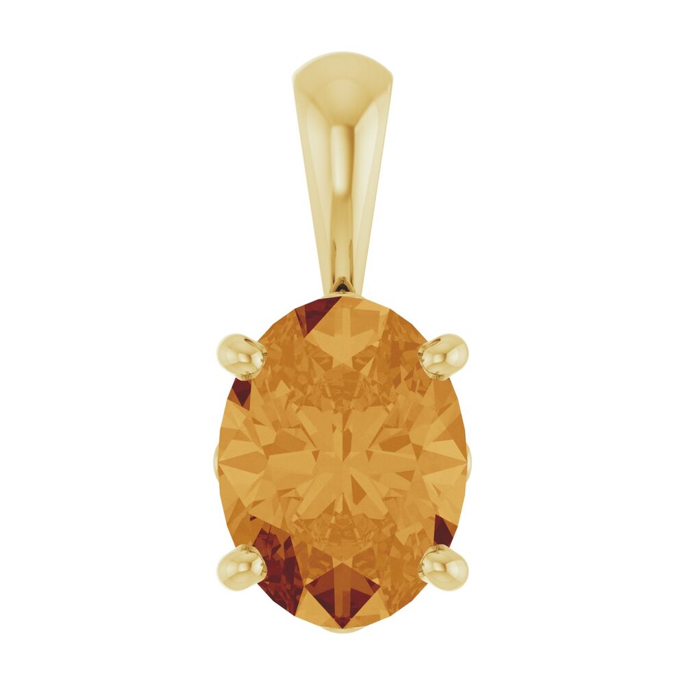14K Yellow Gold Natural Citrine Scroll Pendant, 8x6mm Oval, Item P33438-8 by The Black Bow Jewelry Co.