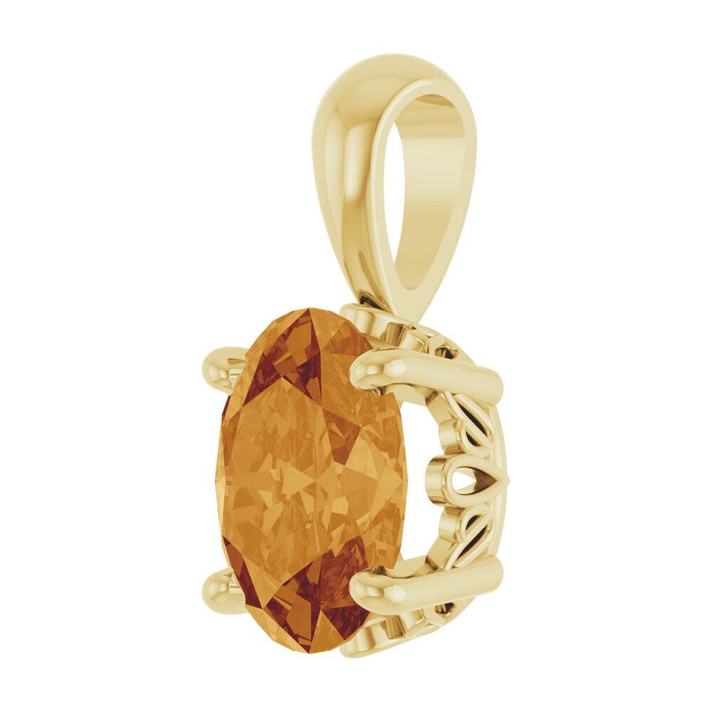 Alternate view of the 14K Yellow Gold Natural Citrine Scroll Pendant, 8x6mm Oval by The Black Bow Jewelry Co.