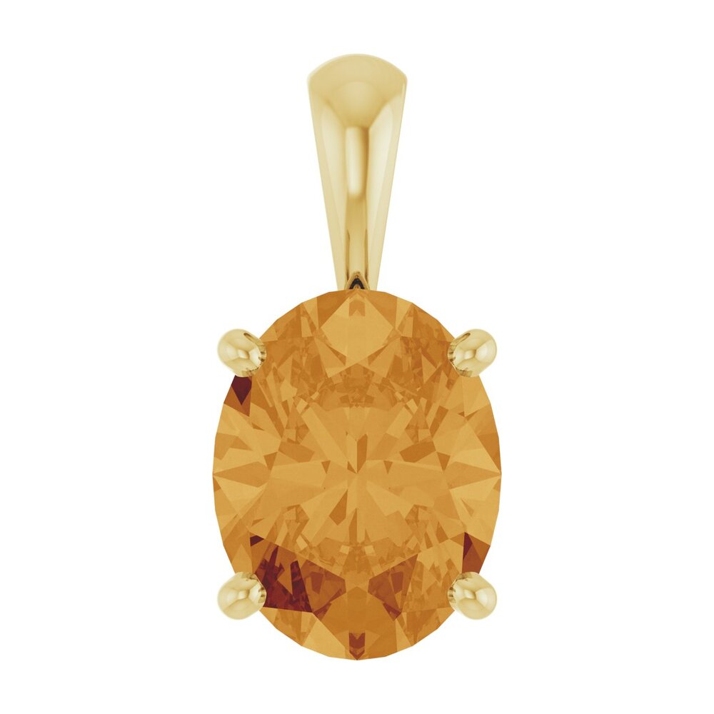 14K Yellow Gold Natural Citrine Oval Scroll Pendant, Item P33438 by The Black Bow Jewelry Co.