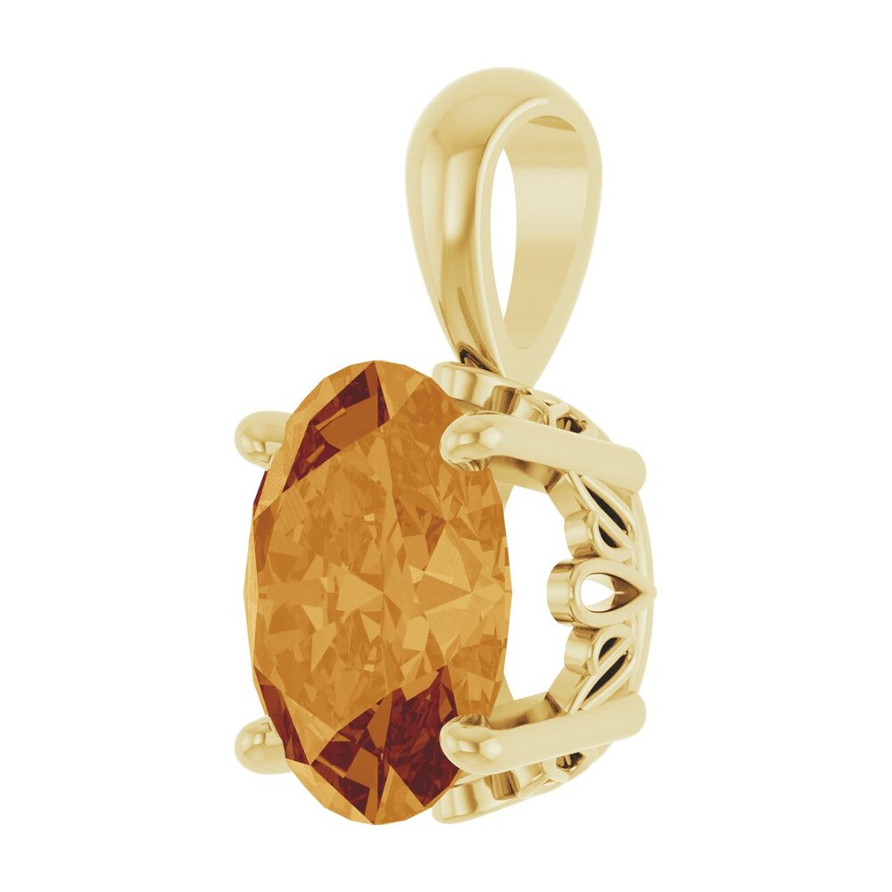 Alternate view of the 14K Yellow Gold Natural Citrine Scroll Pendant, 9x7mm Oval by The Black Bow Jewelry Co.