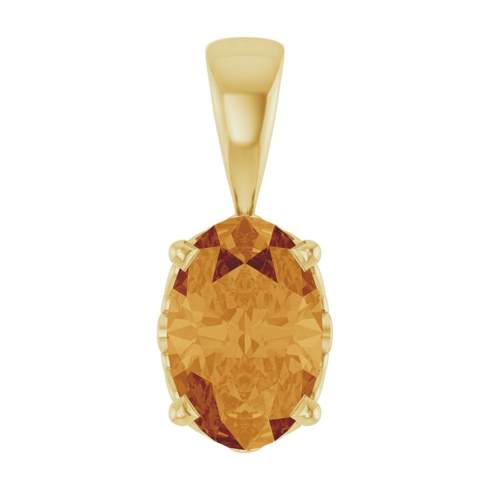 14K White Gold Natural Citrine Scroll Pendant, 6x4mm Oval, Item P33439-6 by The Black Bow Jewelry Co.
