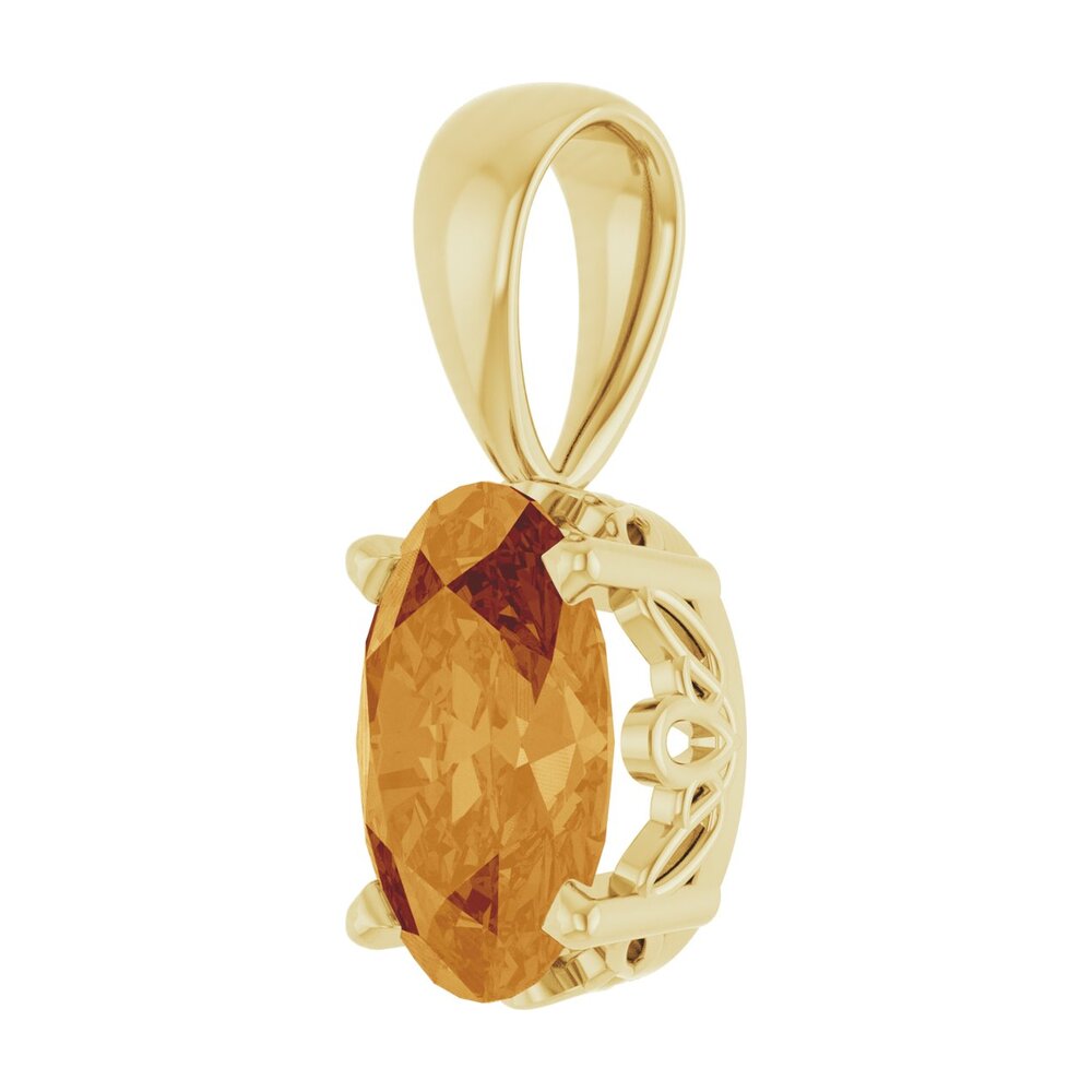 Alternate view of the 14K White Gold Natural Citrine Scroll Pendant, 6x4mm Oval by The Black Bow Jewelry Co.