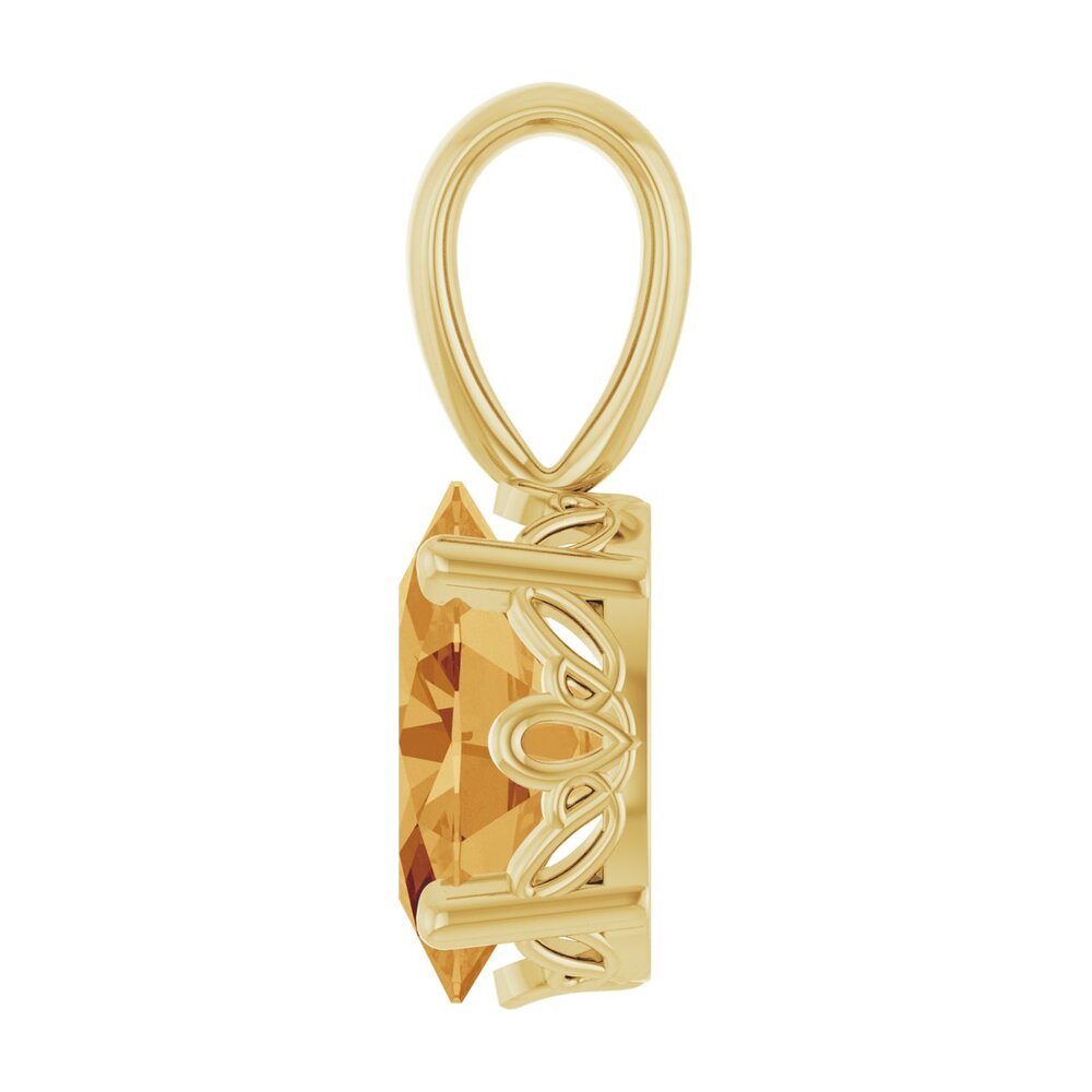 Alternate view of the 14K White Gold Natural Citrine Scroll Pendant, 6x4mm Oval by The Black Bow Jewelry Co.