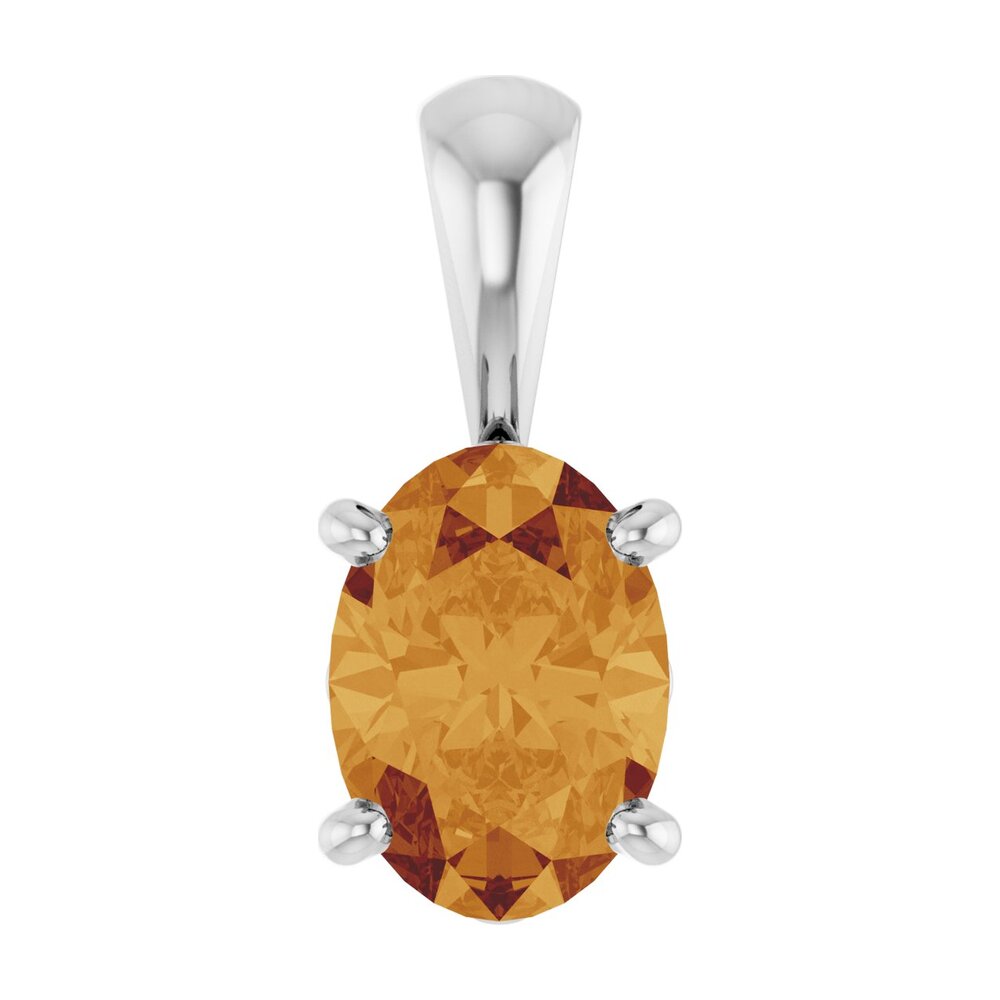 14K White Gold Natural Citrine Scroll Pendant, 7x5mm Oval, Item P33439-7 by The Black Bow Jewelry Co.