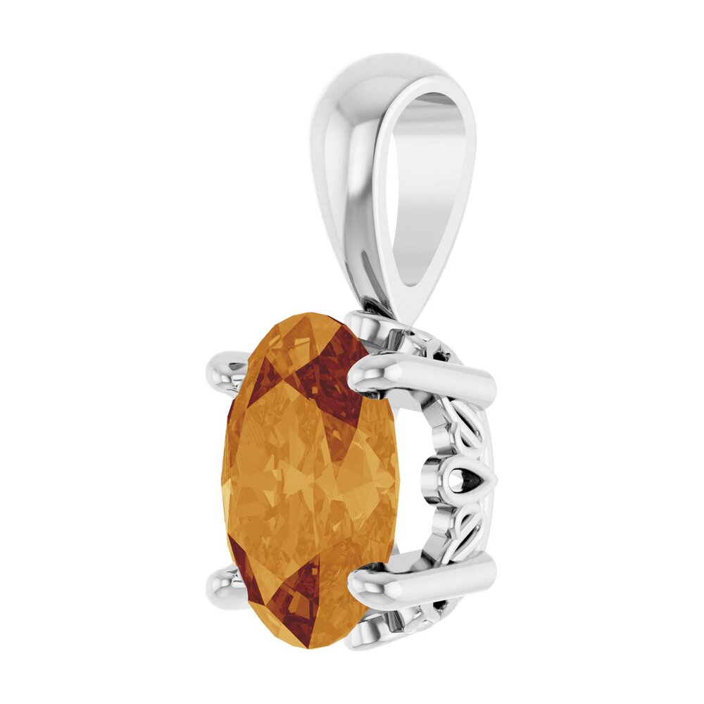 Alternate view of the 14K White Gold Natural Citrine Scroll Pendant, 7x5mm Oval by The Black Bow Jewelry Co.