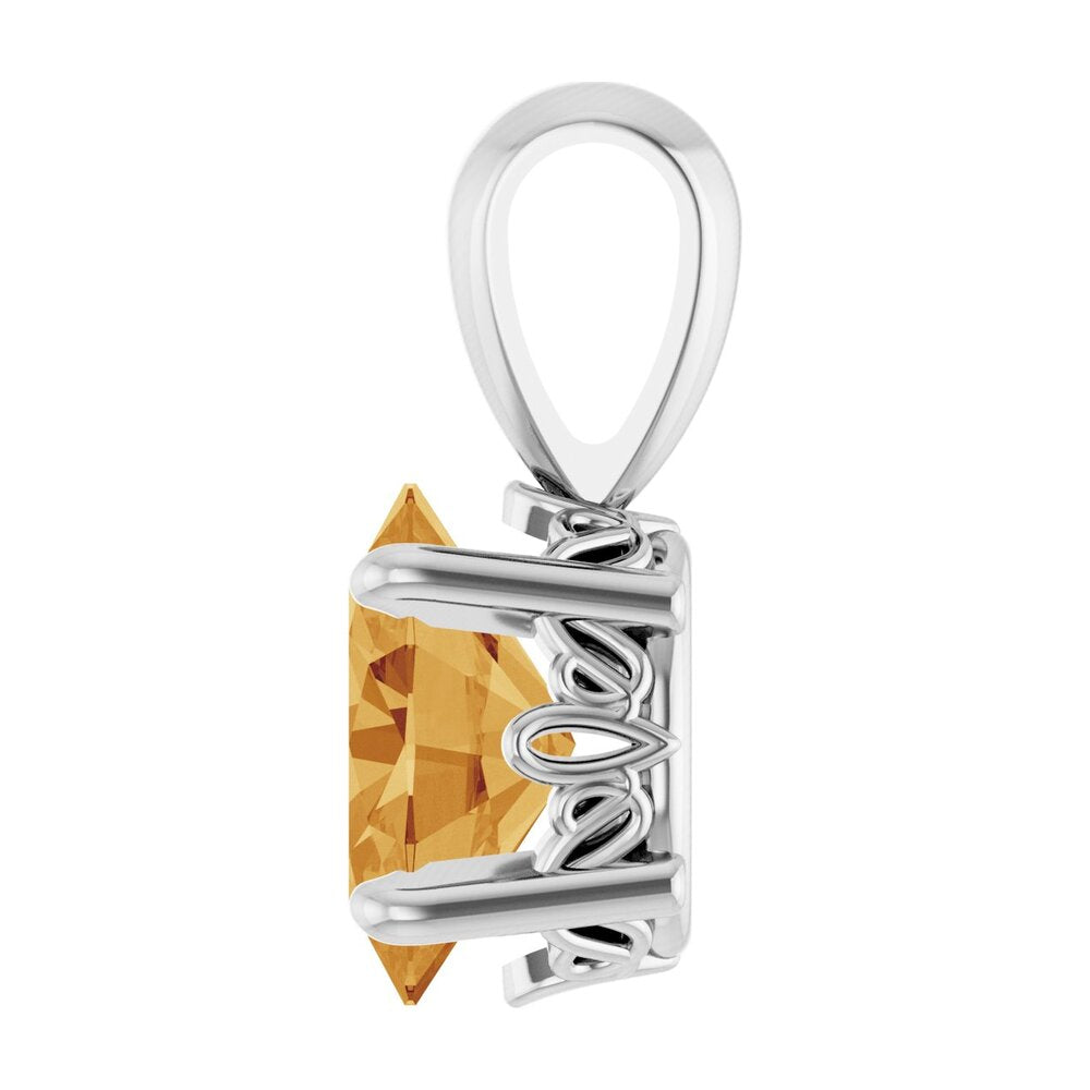 Alternate view of the 14K White Gold Natural Citrine Scroll Pendant, 7x5mm Oval by The Black Bow Jewelry Co.