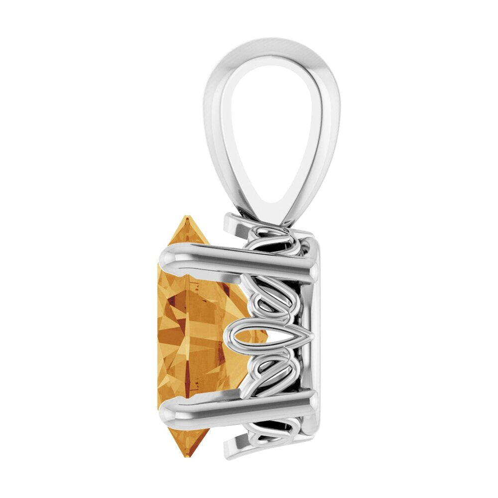 Alternate view of the 14K White Gold Natural Citrine Scroll Pendant, 8x6mm Oval by The Black Bow Jewelry Co.