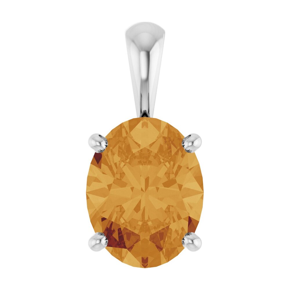 14K White Gold Natural Citrine Scroll Pendant, 9x7mm Oval, Item P33439-9 by The Black Bow Jewelry Co.