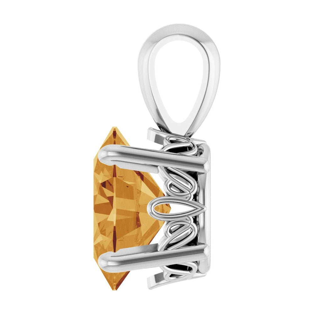 Alternate view of the 14K White Gold Natural Citrine Oval Scroll Pendant by The Black Bow Jewelry Co.