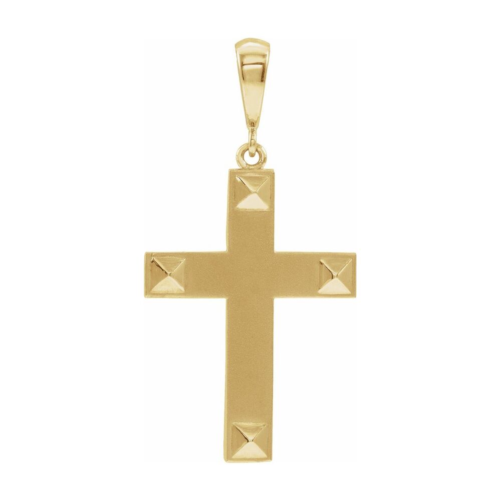 Alternate view of the 14K White or Yellow Gold Pyramid Cross Pendant, 18 x 27mm by The Black Bow Jewelry Co.
