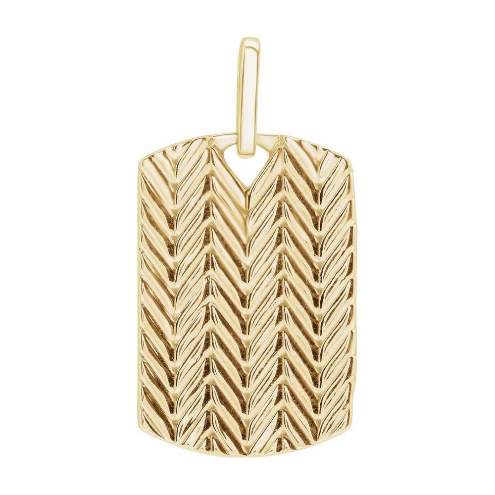 14K Yellow or White Gold Small Chevron Pattern Dog Tag Pendant 16x24mm, Item P33441 by The Black Bow Jewelry Co.