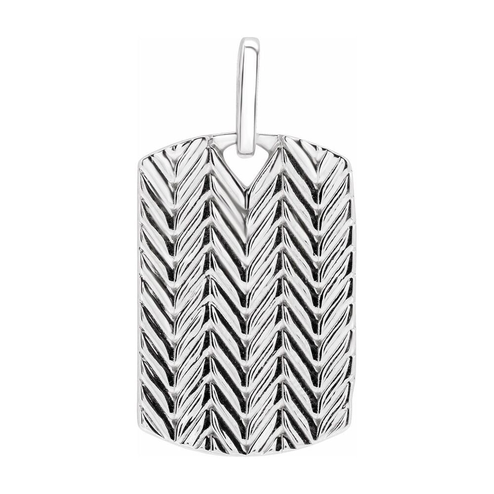 Sterling Silver Small Chevron Pattern Dog Tag Pendant, 16x24 mm, Item P33444 by The Black Bow Jewelry Co.