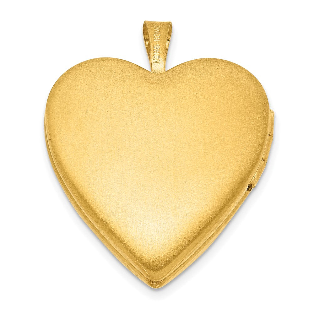 Alternate view of the 1/20 14K Gold Filled Polished and Satin 20mm Heart 2 Frame Locket by The Black Bow Jewelry Co.