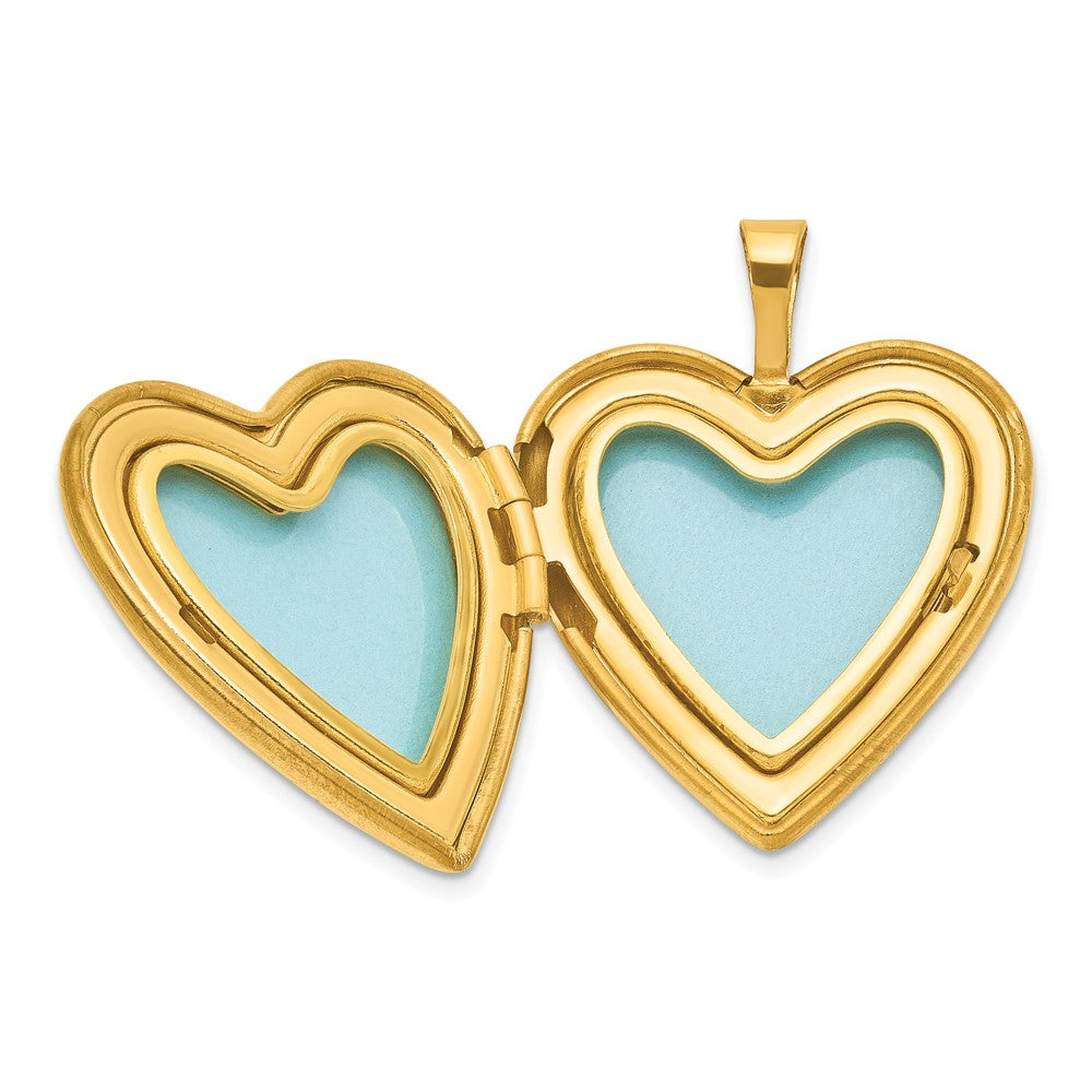 Alternate view of the 1/20 14K Gold Filled Polished and Satin 20mm Heart 2 Frame Locket by The Black Bow Jewelry Co.
