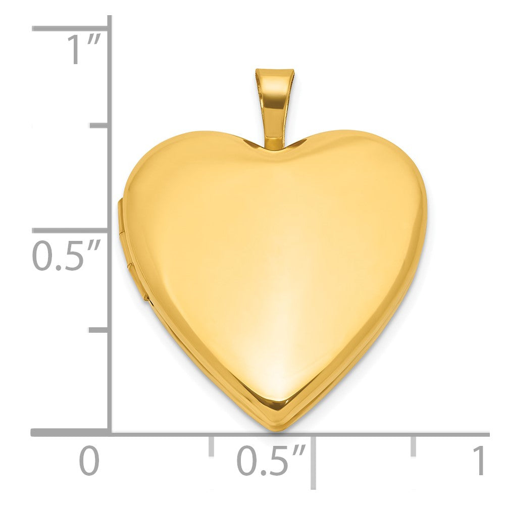 Alternate view of the 1/20 14K Gold Filled Polished and Satin 20mm Heart 2 Frame Locket by The Black Bow Jewelry Co.