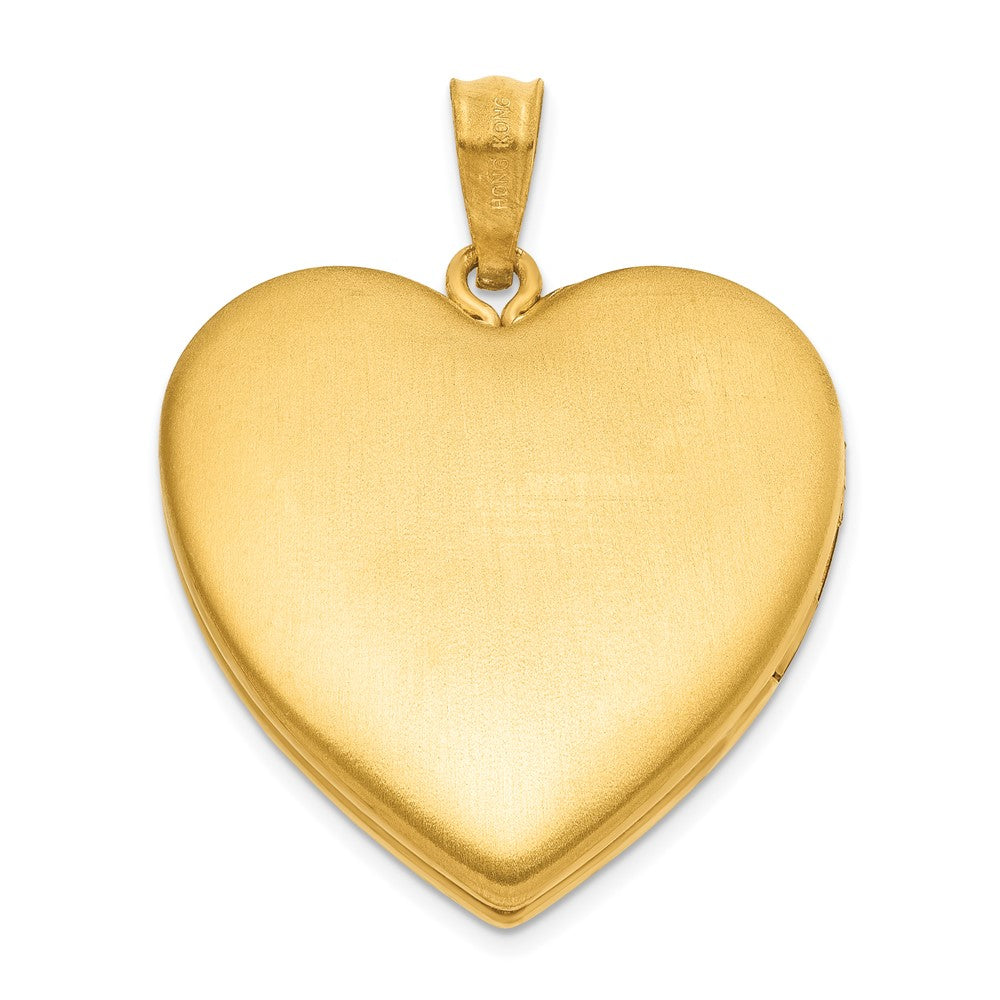 Alternate view of the 1/20 14K Gold Filled Polished and Satin 24mm Heart 2 Frame Locket by The Black Bow Jewelry Co.