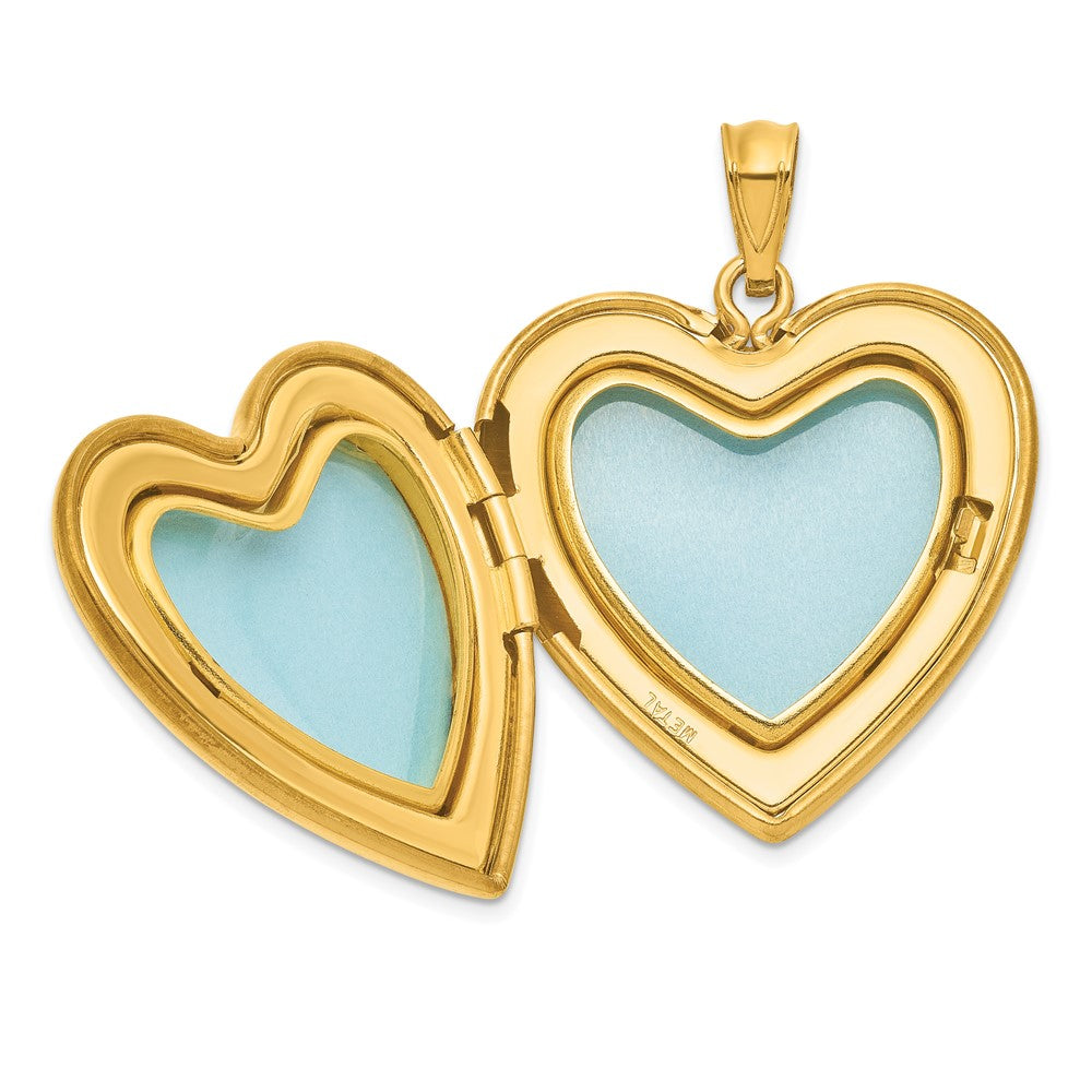 Alternate view of the 1/20 14K Gold Filled Polished and Satin 24mm Heart 2 Frame Locket by The Black Bow Jewelry Co.