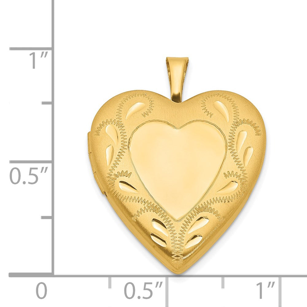 Alternate view of the 1/20 14K Gold Filled Fancy Border 19mm Heart 2 Frame Locket by The Black Bow Jewelry Co.