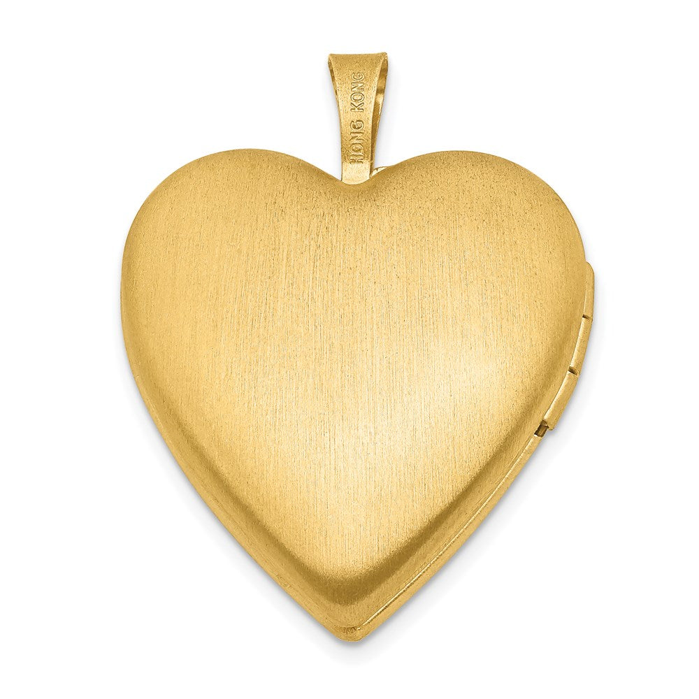Alternate view of the 1/20 14K Gold Filled & White Rhodium 19mm Satin Butterfly Heart Locket by The Black Bow Jewelry Co.
