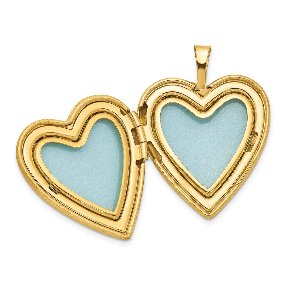 Alternate view of the 1/20 14K Gold Filled & White Rhodium 19mm Satin Butterfly Heart Locket by The Black Bow Jewelry Co.