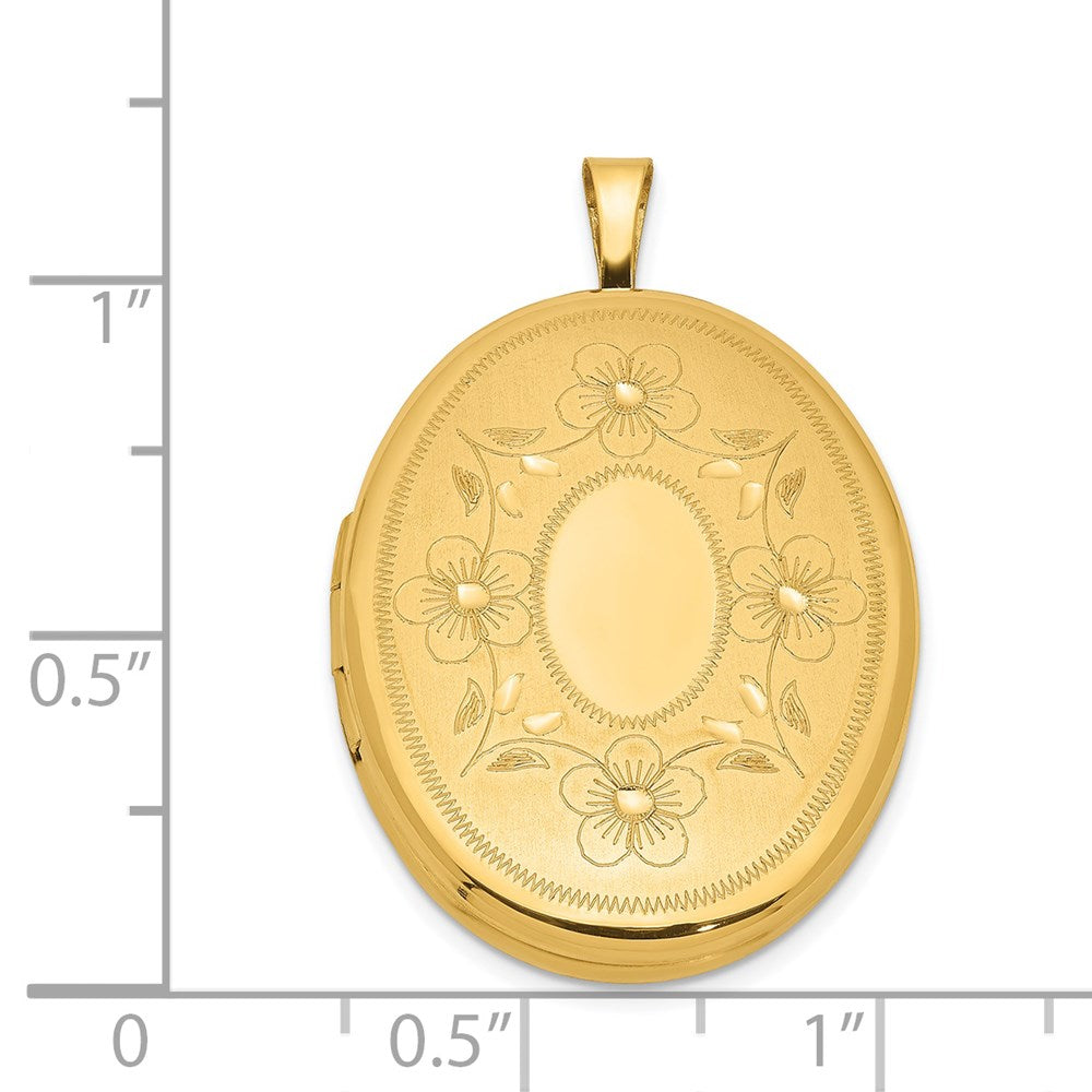 Alternate view of the 1/20 14K Gold Filled 26mm Floral Oval 2 Frame Locket by The Black Bow Jewelry Co.
