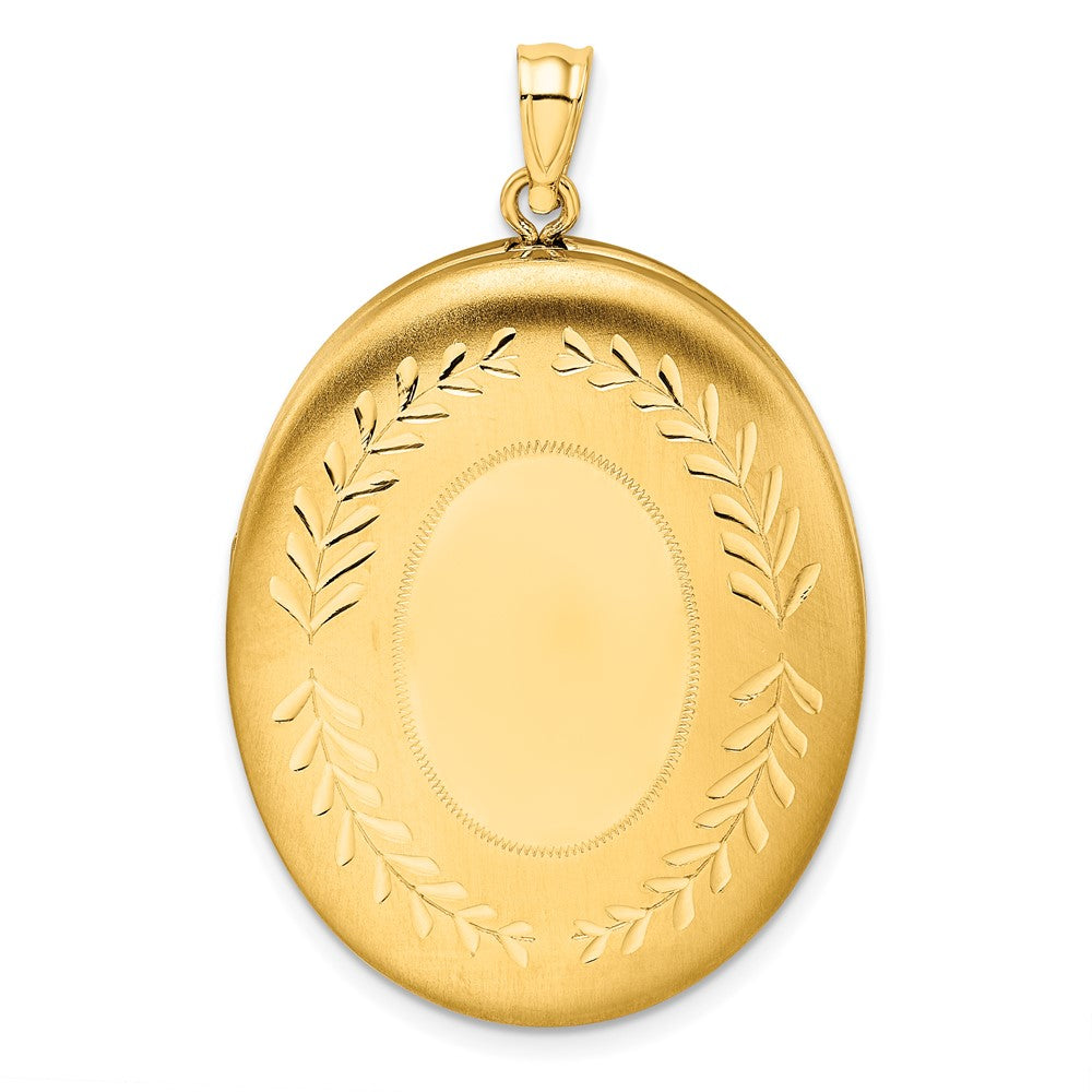1/20 14K Gold Filled 34mm Wheat Leaf Border Oval 2 Frame Locket, Item P33452 by The Black Bow Jewelry Co.
