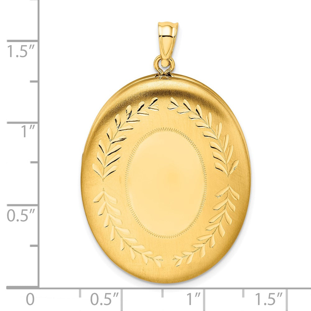 Alternate view of the 1/20 14K Gold Filled 34mm Wheat Leaf Border Oval 2 Frame Locket by The Black Bow Jewelry Co.