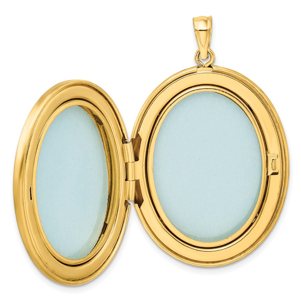 Alternate view of the 1/20 14K Gold Filled 34mm Wheat Leaf Border Oval 2 Frame Locket by The Black Bow Jewelry Co.