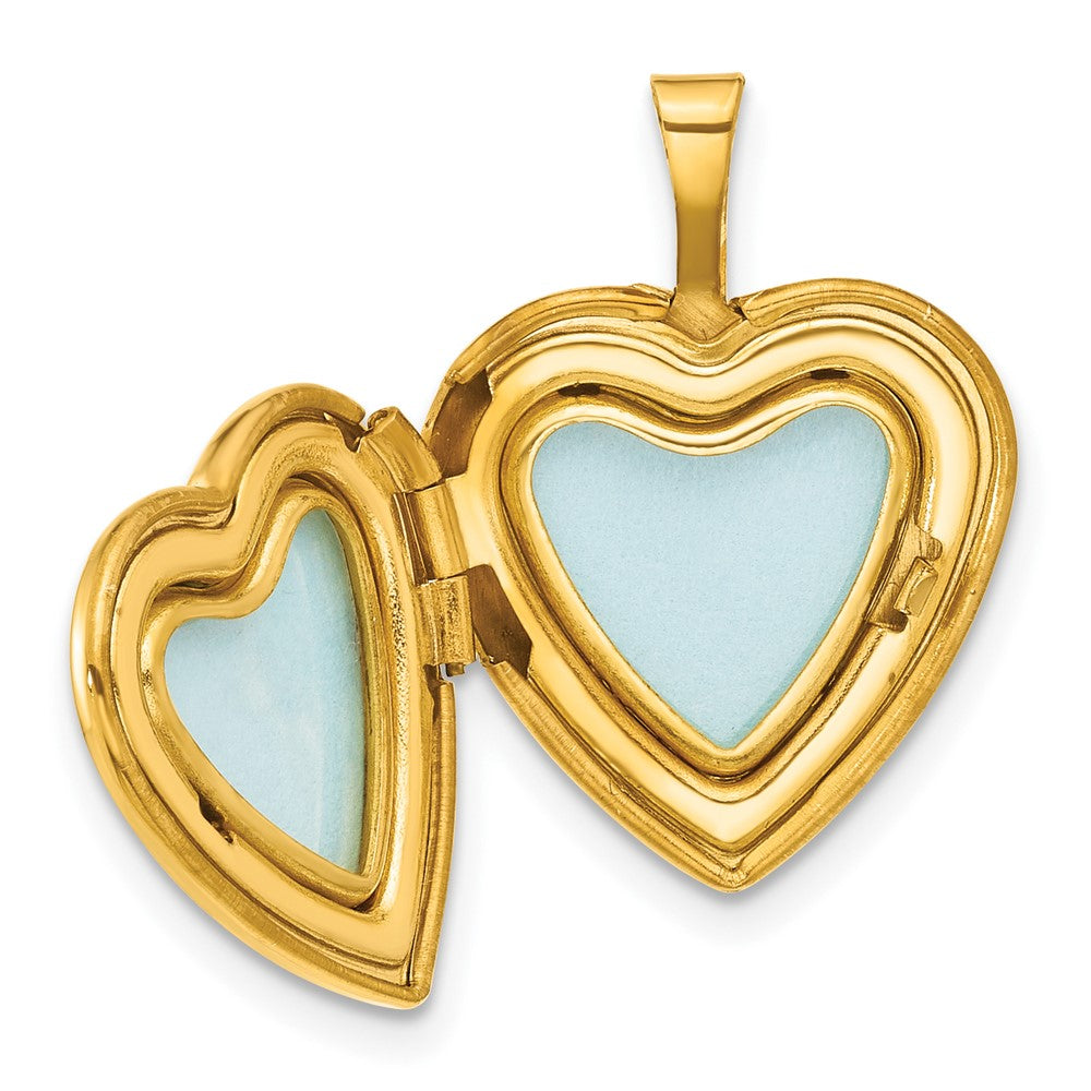 Alternate view of the 1/20 14K Gold Filled Diamond Accent 16mm Floral Heart 2 Frame Locket by The Black Bow Jewelry Co.
