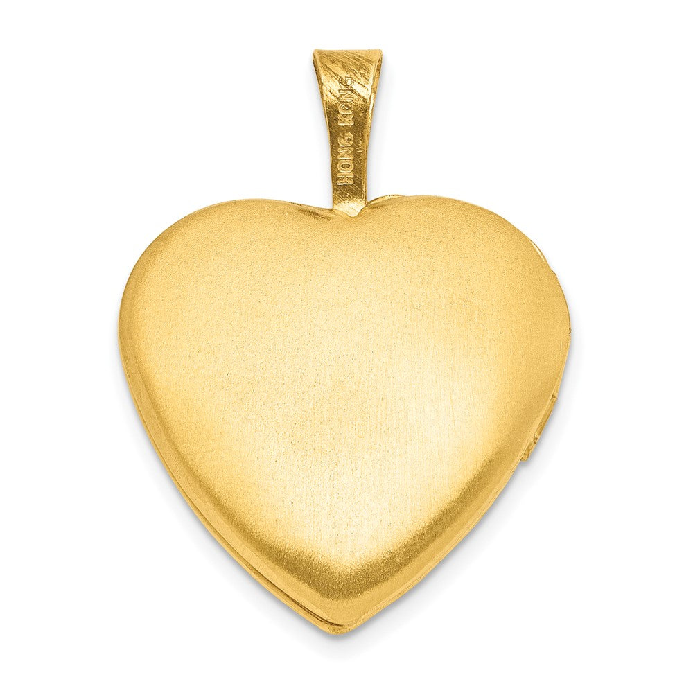 Alternate view of the 1/20 14K Gold Filled & Epoxy 16mm Floral Cross Heart 2 Frame Locket by The Black Bow Jewelry Co.