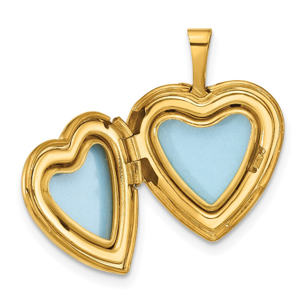 Alternate view of the 1/20 14K Gold Filled & Epoxy 16mm Floral Cross Heart 2 Frame Locket by The Black Bow Jewelry Co.