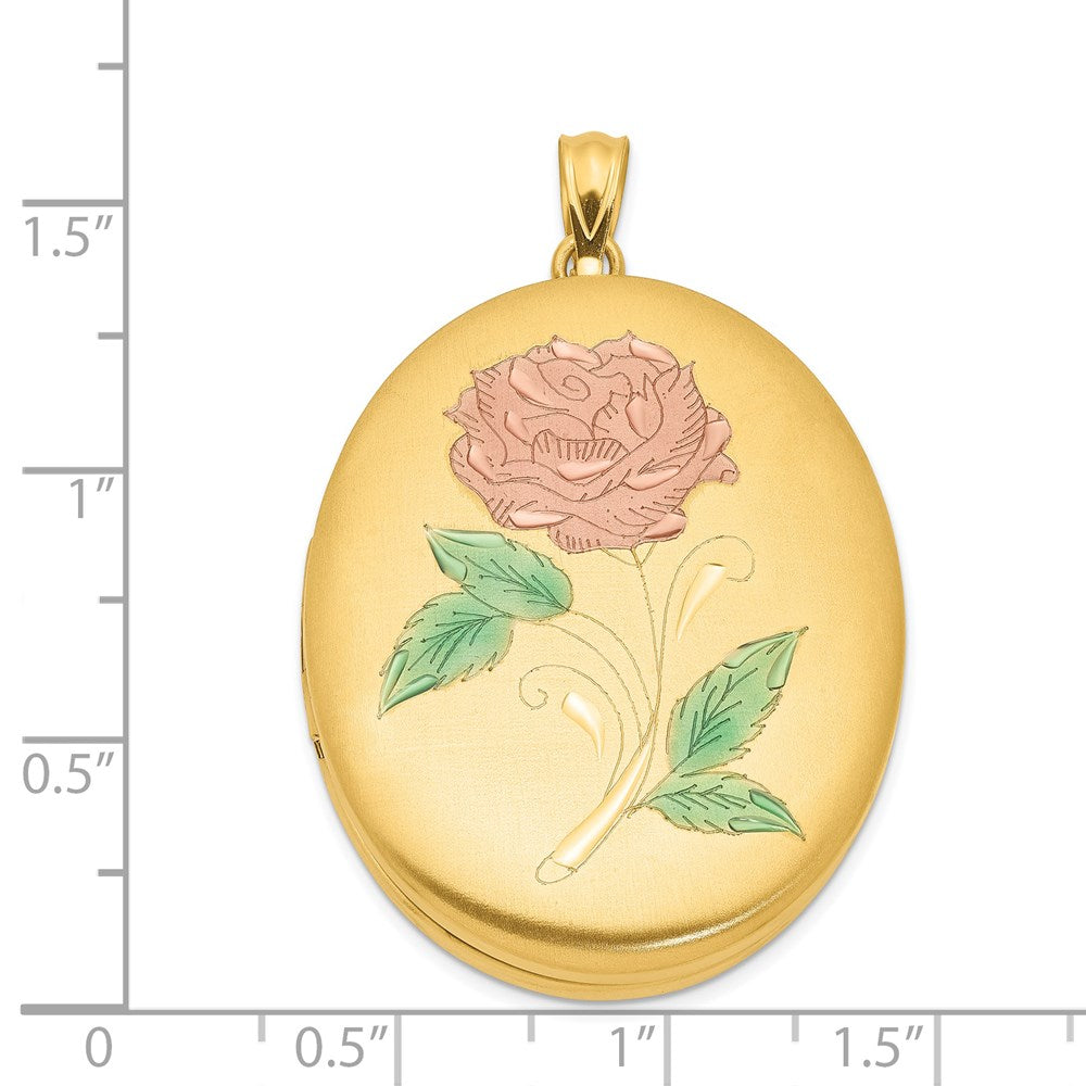 Alternate view of the 1/20 14K Gold Filled 34mm Enameled Flower Oval 2 Frame Locket by The Black Bow Jewelry Co.