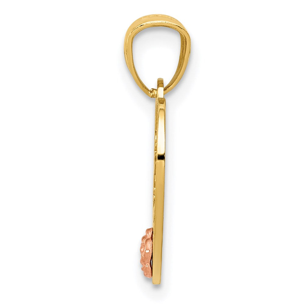Alternate view of the 14K Two Tone Gold Big Sister Heart Pendant, 15mm by The Black Bow Jewelry Co.