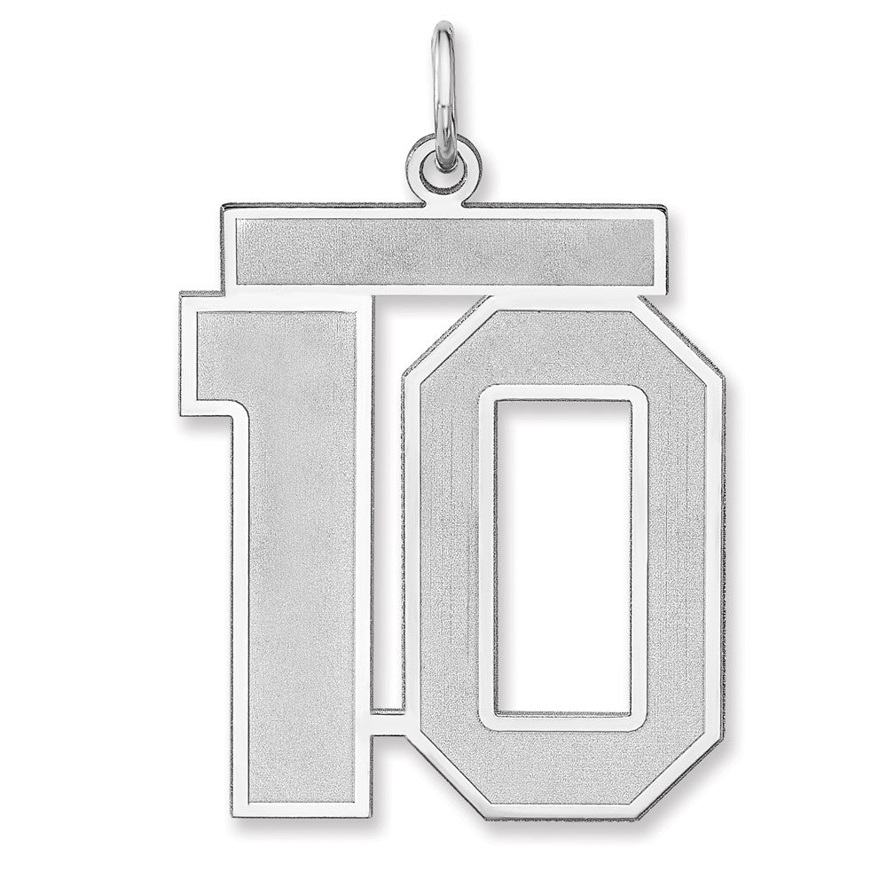Sterling Silver, Jersey Collection, Extra Large Number 10 Pendant, Item P33459-10 by The Black Bow Jewelry Co.