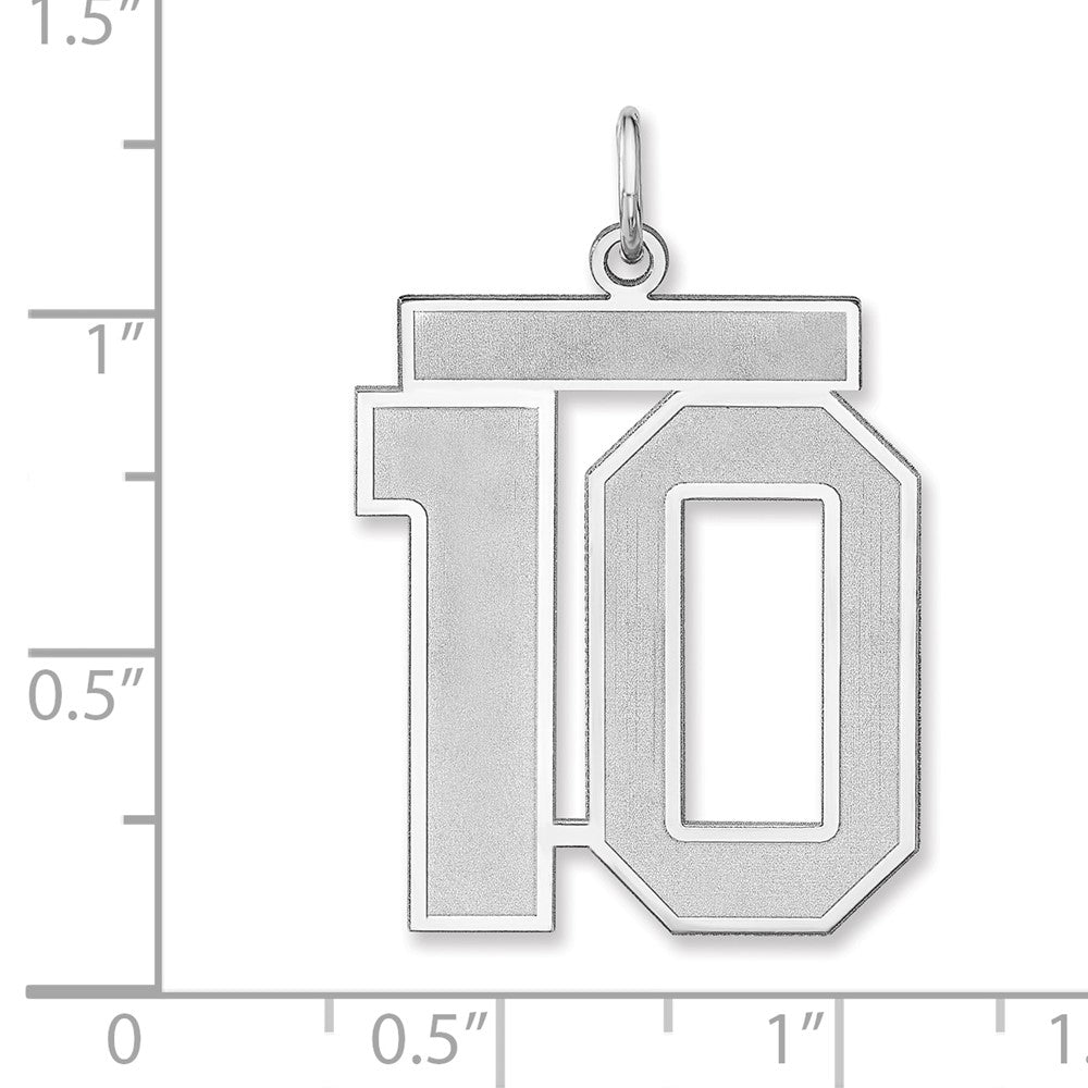 Alternate view of the Sterling Silver, Jersey Collection, Extra Large Number 10 Pendant by The Black Bow Jewelry Co.